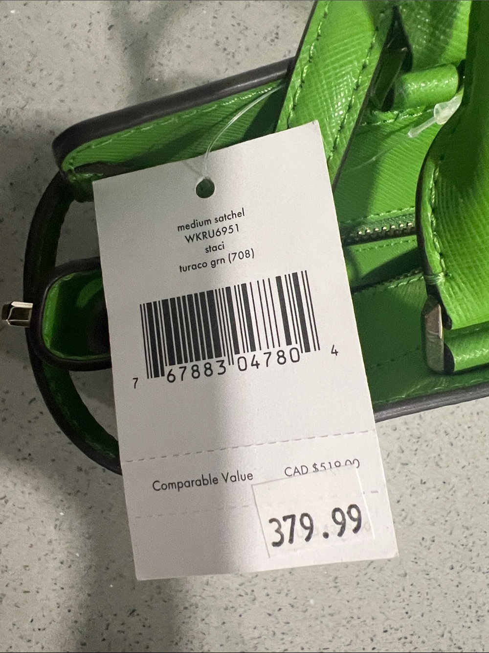 kate spade Bright Green Leather Top-Handle Satchel - Picture 2 of 5
